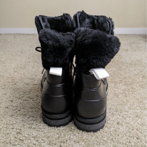 Michael Kors black lanis PVC and faux fur ankle rain boots size 6 - Picture 4 of 9